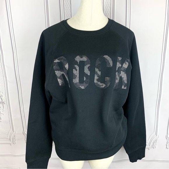 NEW! ZADIG & VOLTAIRE Upper Camo Stud ROCK Strass Sweatshirt Black Medium $198 - Picture 4 of 16